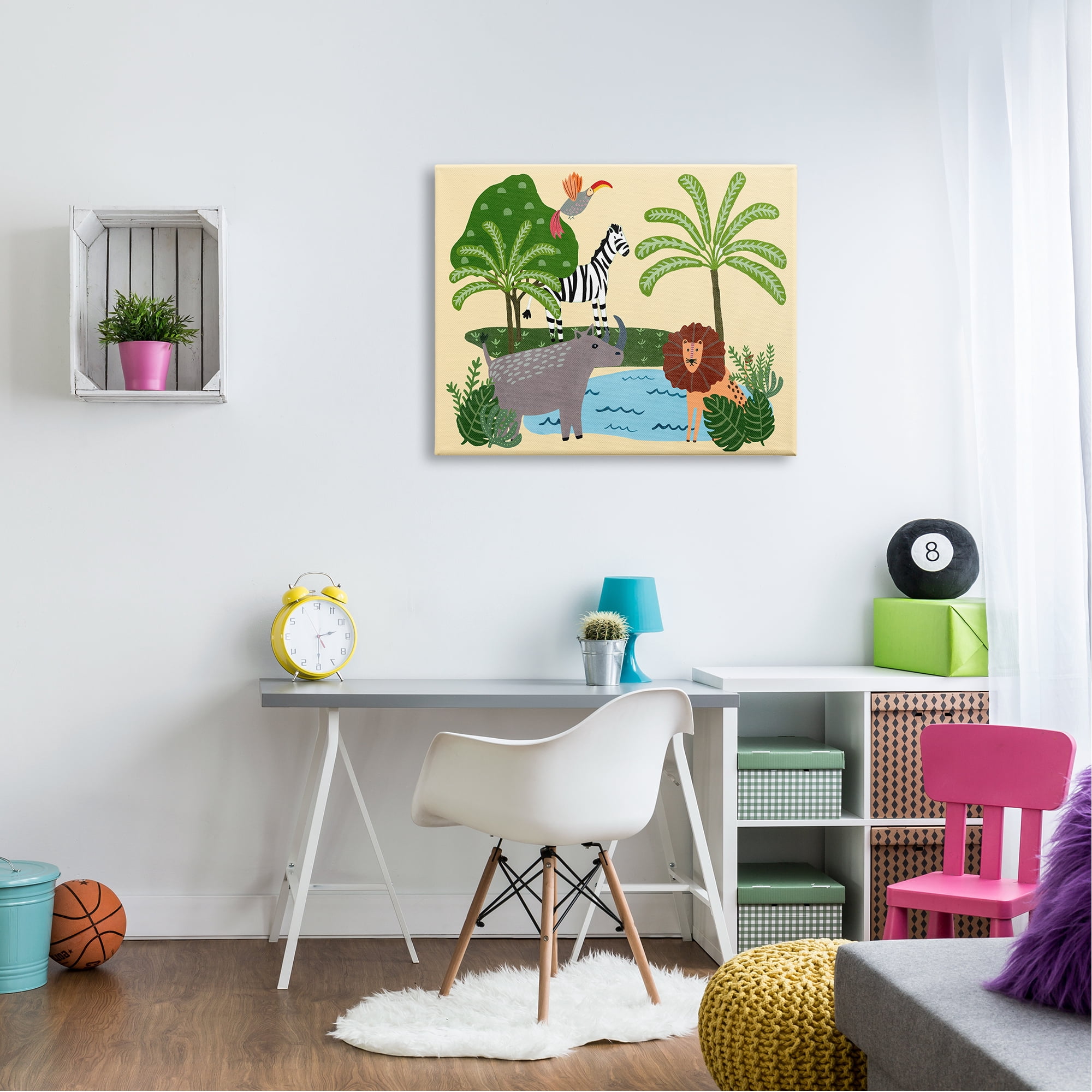 Stupell Industries Whimiscal Wild Animals Botanical Wildlife Collage Kids Painting Gallery-Wrapped Canvas Print Wall Art, 40 x 30, Design by Regina Moore