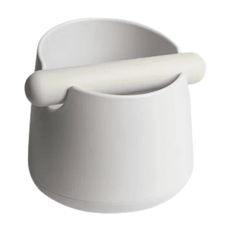 

Coffee Knock Box with Rubber Bar Large Espresso Grounds Container Non-Slip Waste Dump Bin (White)