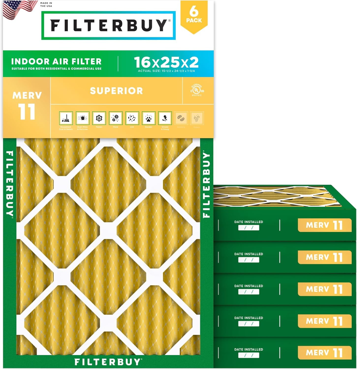 2 Inch Glasfloss ZL MERV 10 Pleated Air Filters for AC & Furnace. Case of 12