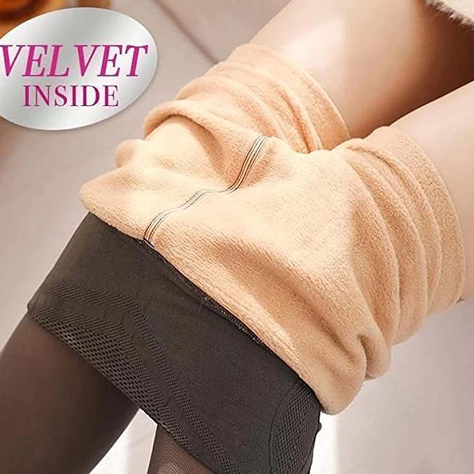 Sersu Thick Winter Socks Tights with Fleece Inside Skin Color