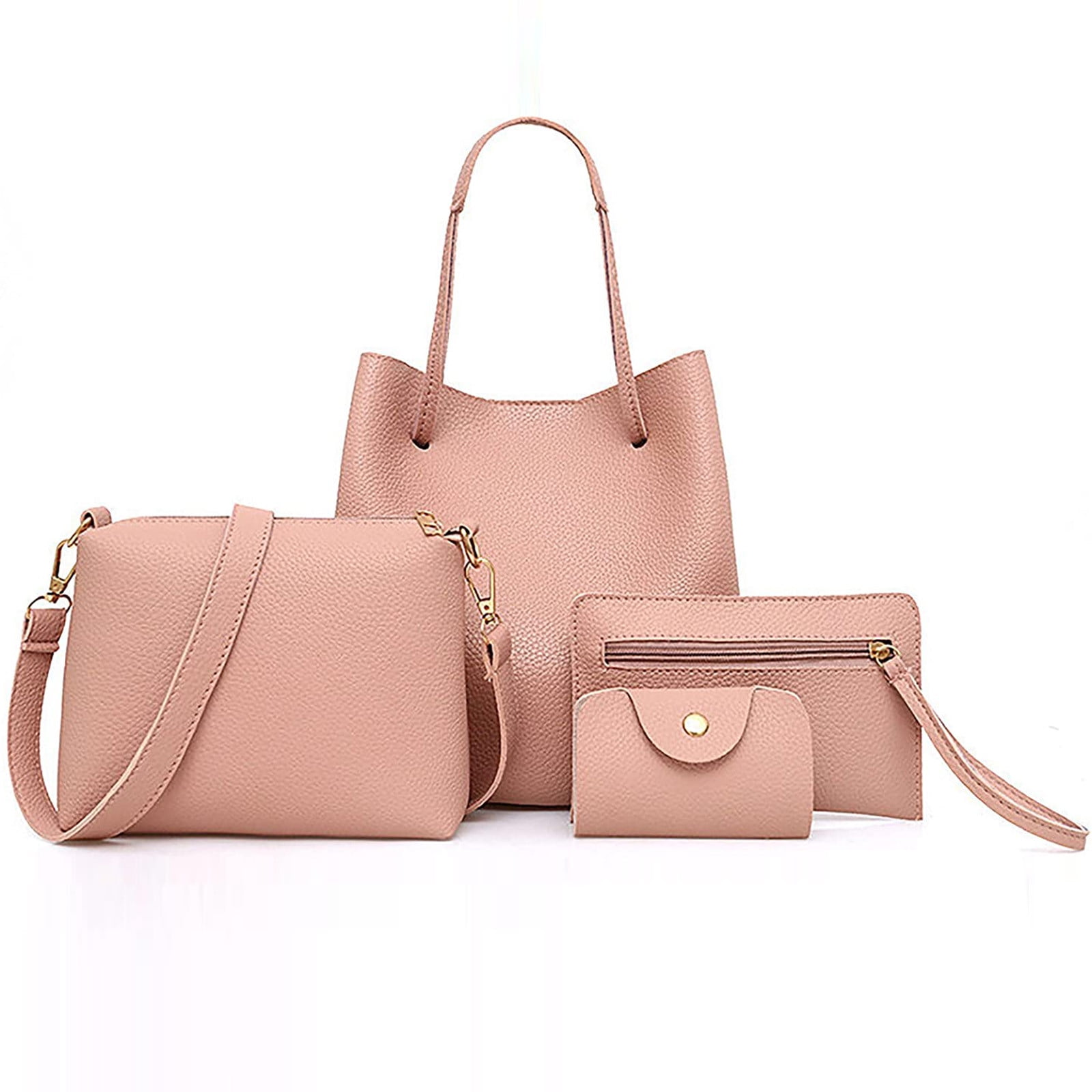 Fashion Women Leather Shoulder Bag Crossbody Bag Clutch Wallet Vintage Bag 4PCS 