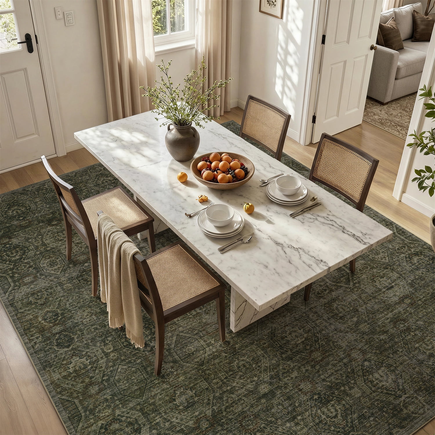SIXHOME 8'x10' Area Rugs for Living Room Modern Area Rugs Machine Washable Rugs Green