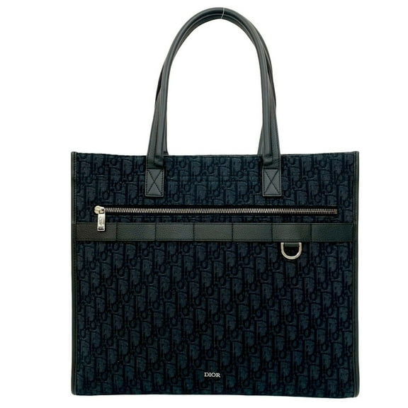 Pre-Owned Unused, stored Christian Dior Safari Tote Bag, Oblique Canvas and Leather, Black,...