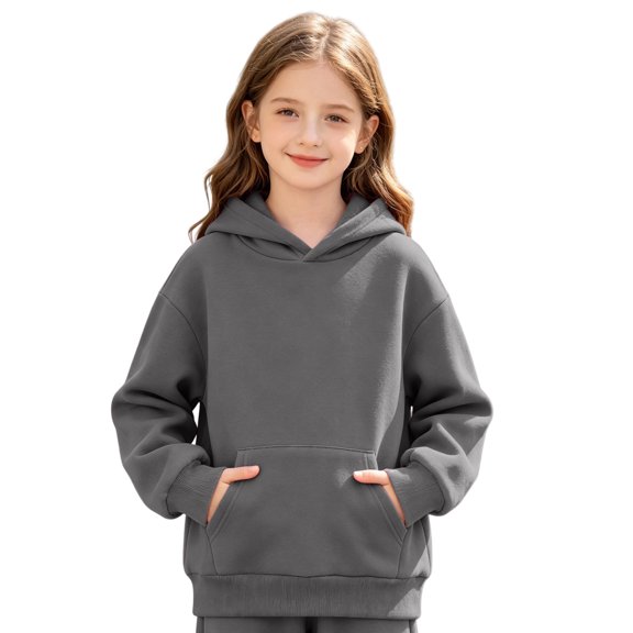 Abcomgle Hoodies for Teen Girls Cute Casual Hooded Girls Sweatshirt Plain Long Sleeve Girls Pullover Sweatshirt Casual Winter School Clothes for Teen Girls with Pocket