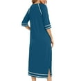 thumbnail image 5 of Mnyycxen Women's Full Zipper Robe 3/4 Sleeves Color Block Side Slits House Dress Casual Lightweight Sleepwear with Pockets, 5 of 5