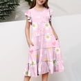 thumbnail image 3 of ATOGUTA Girls Long Dresses Ruffle Sleeve Tiered Swings A-Line Cute Midi Casual Sundress Size 4T-13. Multicolor, 3 of 5