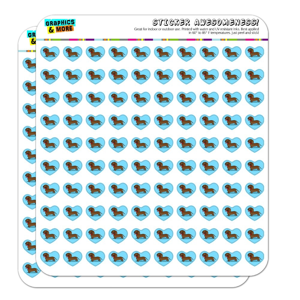 Dachshund Wiener Dog Pet Heart Shaped Planner Calendar Scrapbook Craft Stickers 