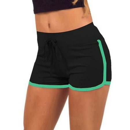 Women Yoga Workout Loose Drawstring Waist Elastic Sports Cotton Beach (Best Workout Shorts Women's)