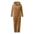 thumbnail image 4 of jobturf Girls Pajama Onesies Fuzzy Fleece Long Sleeve Hooded Rompers Casual Kids Full Zip up One Piece Cute Sleepwear 5-15 Years, 4 of 5