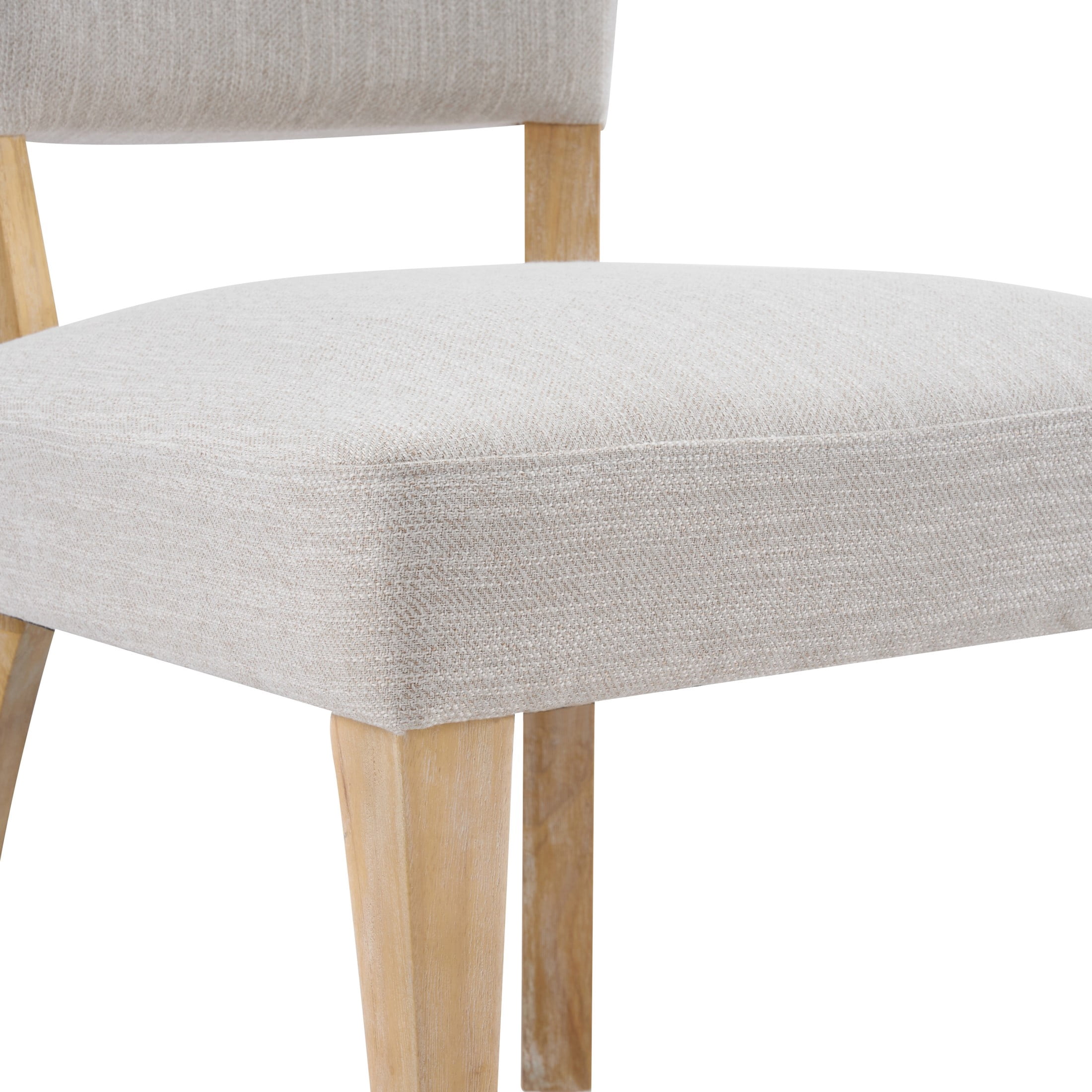 Christopher Knight Home Mid-Century Upholstered Wood Armless Dining Chairs, Beige+Natural, Set of 6
