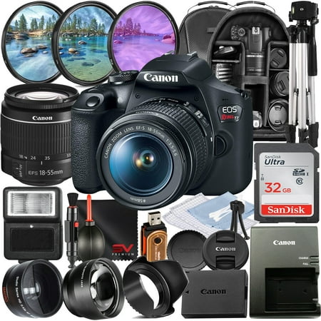 Canon EOS Rebel T7 DSLR Camera with 18-55mm Zoom Lens + SanDisk 32GB Memory + Tripod + Backpack + SV Premium Accessory Bundle