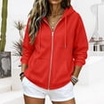 thumbnail image 4 of FDGIU Women's Full Zip Up Hooded Sweatshirt, Long Sleeve Drawstring Hoodie Jacket with Kangaroo Pocket Casual Outerwear for Daily Outdoor Wear, 4 of 8