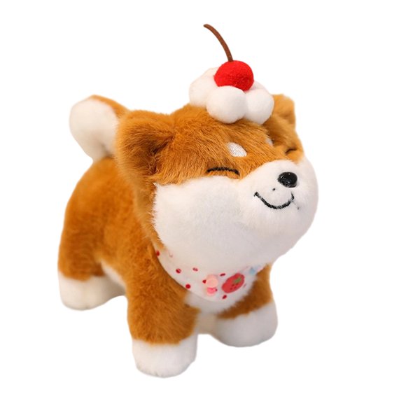 NAOJIE 8" Shiba Inu Plush Pillow with Triangular Scarf,Shiba Inu Anime Body Pillow,Kawaii Stuff Animal Plush Toy,Small Plushie Stuffed Dog Throw Pillow Birthday Christmas Gifts(White)