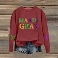 thumbnail image 2 of Tweang Mardi Gras Hoodie Sparkle Tops for Women Button Down Shirt Women Oversized Sweatshirt for Women Purple Sequin Top Women's Mardi Gras Mask Graphic Shirts Wine 2xl, 2 of 4