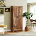 thumbnail image 2 of HOMCOM Farmhouse Pantry Cabinet, Kitchen Cabinet, Brown, 2 of 10