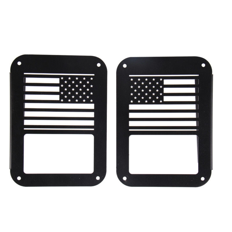 Tail Light Covers Guard Protectors for 07-18 Jeep Wrangler JK Unlimited Distressed Flag