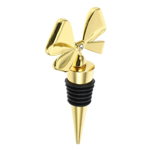 Raindrops Elegant Bowknot Wine Bottle Stopper with Zinc Alloy and Silicone for Secure Leakproof Seal 1520 mm Golden