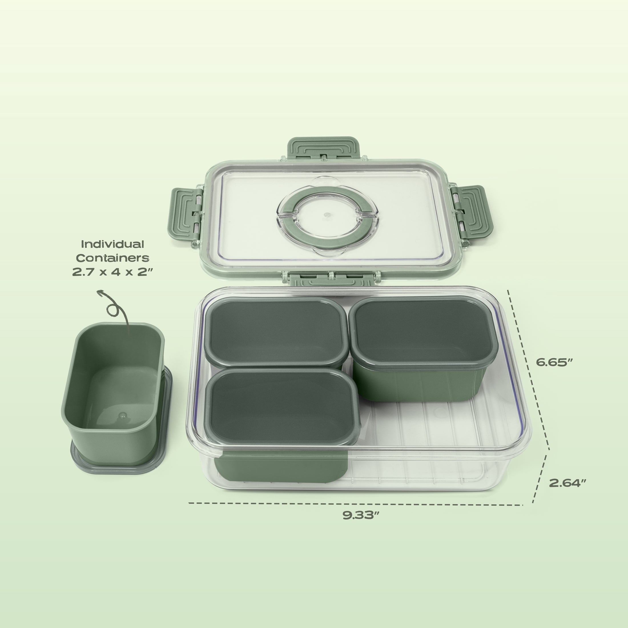 Cook With Color 4-Compartment Food Storage with Ice Pack, Portable, Sage