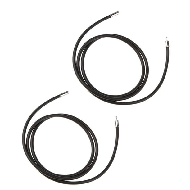 2 Unids Mujeres Hombres Caucho Negro Collar De Cadena De Cordón 20 Pulgadas Plata Metal Broche