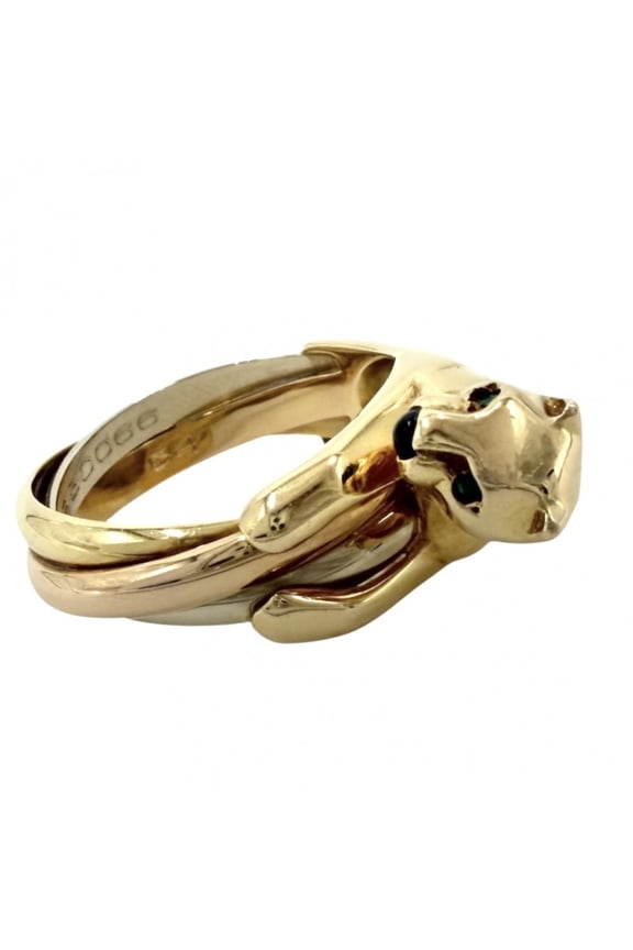 Pre-Owned Cartier Women's Panthre Trinity Three-Color Ring, Au750, 18K Yellow Gold, PG, WG,...
