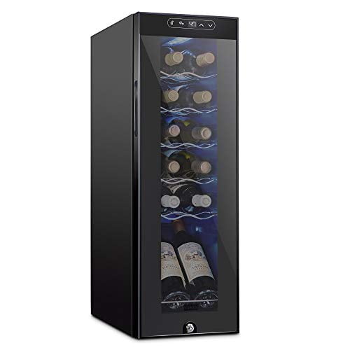 Schmecke 12 Bottle Compressor Wine Cooler Refrigerator W Lock Large Freestanding Wine Cellar 41f 64f Digital Temperature Control Wine Fridge For Red White Champagne Or Sparkling Wine Black Walmart Com Walmart Com
