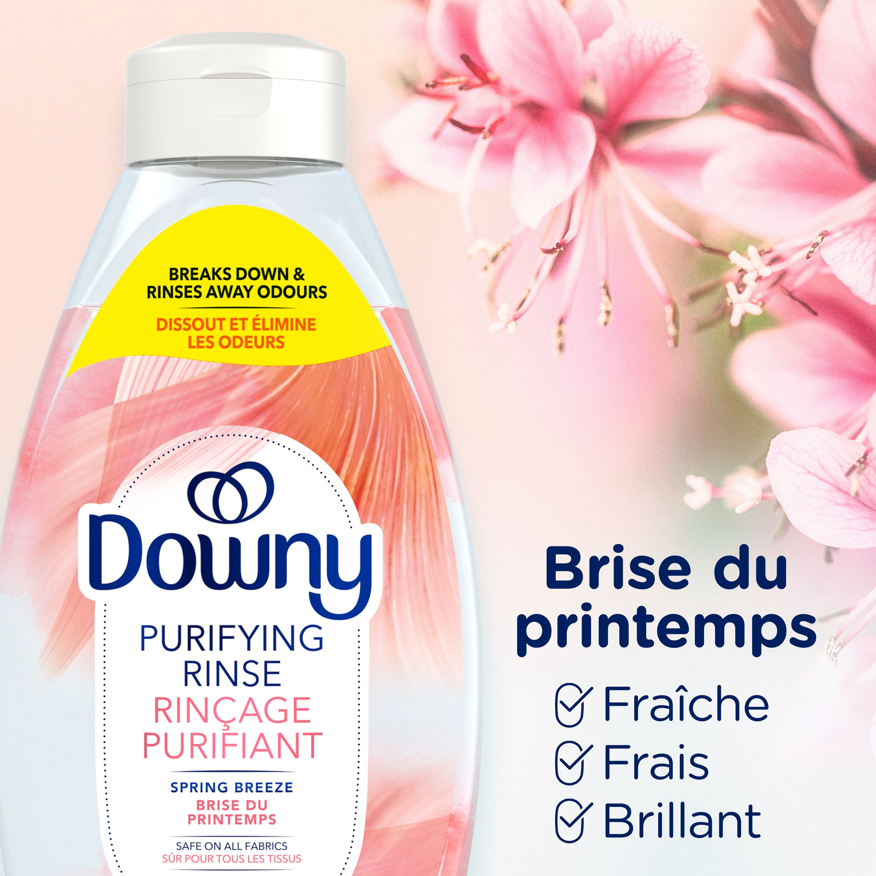 Downy Fabric Rinse Laundry Odour Remover, Spring Breeze Scent, Fabric Softener and Laundry Odour Removal Rinse, 1.41L