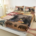 thumbnail image 3 of Feelyou Rustic Farmhouse Bear Full Size Sheets, Retro Patchwork Buffalo Bed Sheets, Western Lake house Sheet Sets, Luxury Bedroom Decor, 4pcs, 3 of 7