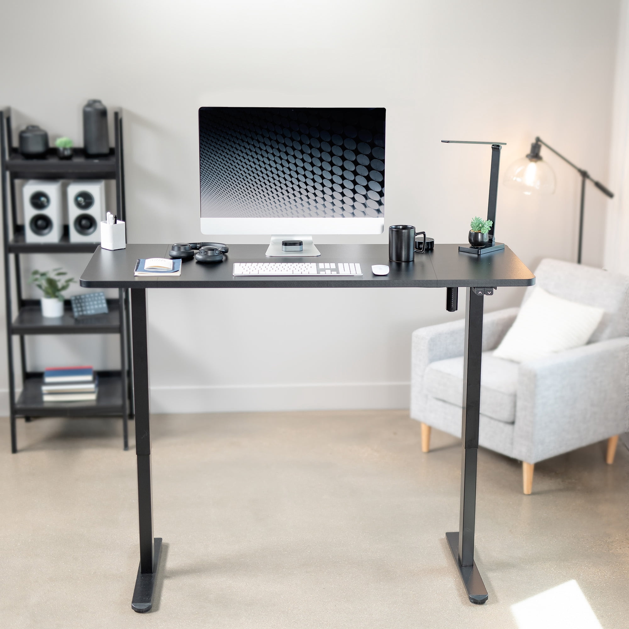 VIVO Electric 60” x 24” Stand Up Desk Workstation | Black Table Top, Black Frame