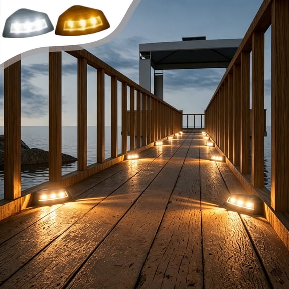 Solar Stair Step Lights Outdoor, Solar Powered Rainproof Deck and Walkway Lights with 2 Color Options for Patio, Garden, Yard and Driveway