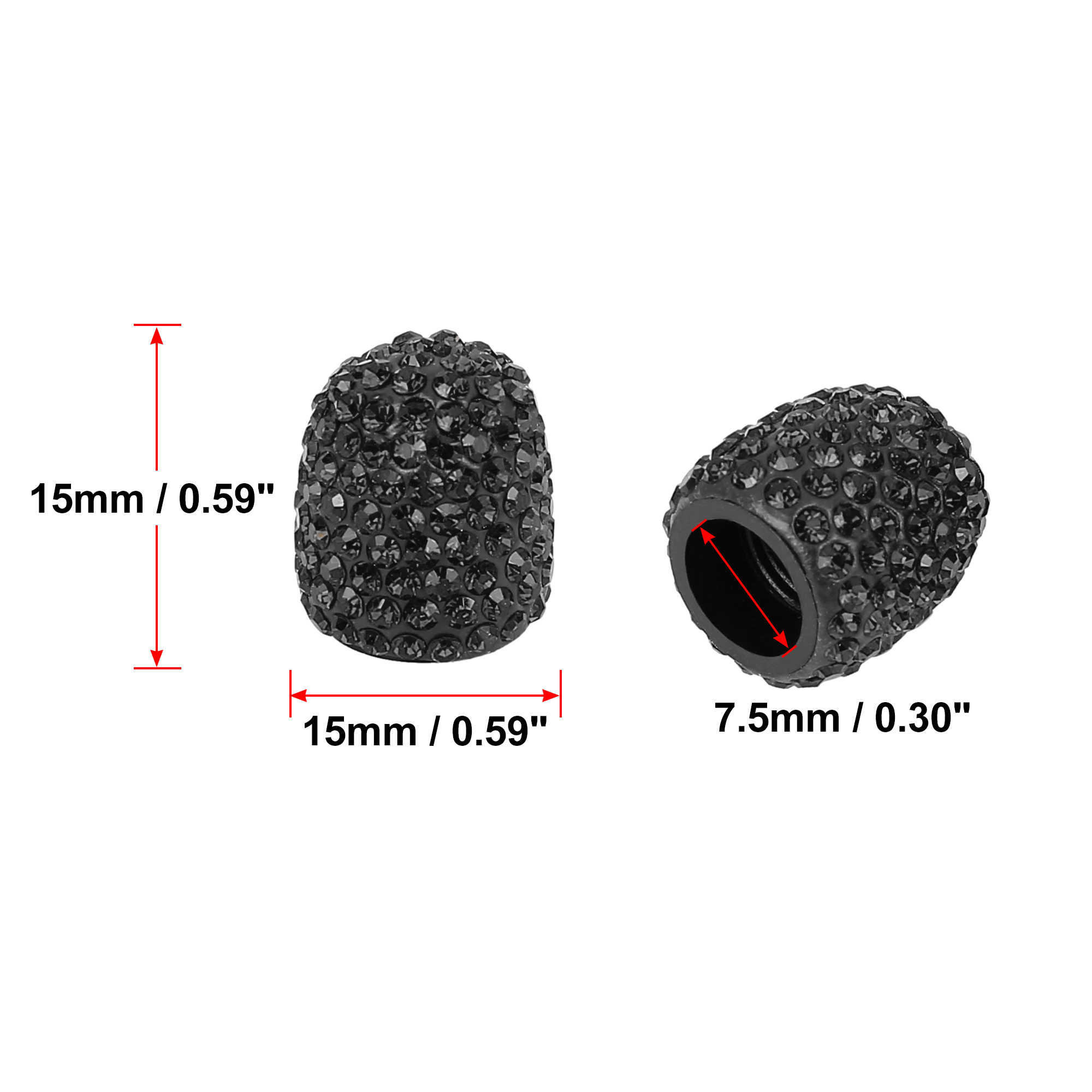 Unique Bargains Valve Stem Caps Handmade Faux Crystal Rhinestone Auto Car Tire Caps Black