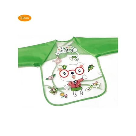 

2pcs Cute Waterproof Long Sleeve Animals Kids Feeding Baby Newborn Painting Apron Cloth