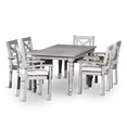 thumbnail image 6 of 7-Piece Rectangular Patio Dining Set with Umbrella Hole, Silver Gray Finish, 6 of 10