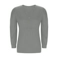 thumbnail image 7 of safuny Womens Long Sleeve Tops Fall Fashion Solid Color Shirts Casual Pleated Tunic V-neck Button Down Blouses Gray _r M, 7 of 7