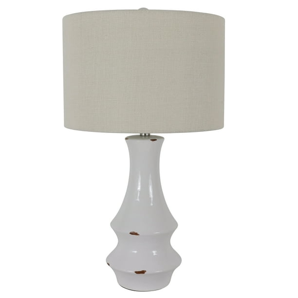 White Distressed Ceramic Table Lamp