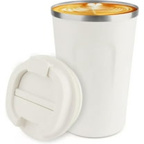 12 oz Stainless Steel Vacuum Insulated Tumbler - Coffee Travel Mug Spill Proof with Lid - Coffee Cup for Keep Hot/Ice Coffee,Tea and Beer (White)
