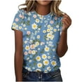 thumbnail image 2 of Sexlip Women's Blue Daisy Printed Short Sleeve Top Stylish Design Lightweight Material Daily Casual Wear Multicolor XXL, 2 of 4