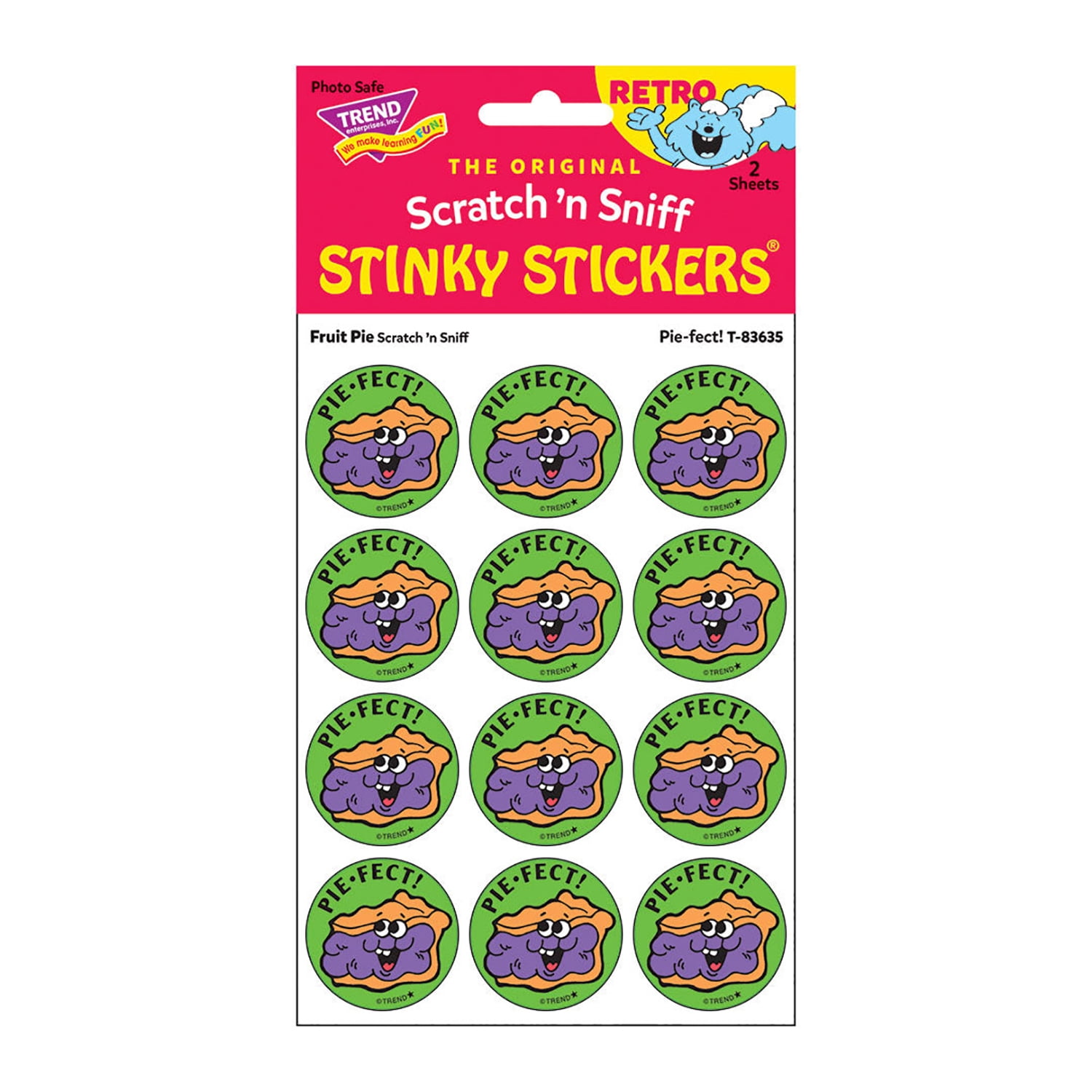 TREND Pie-fect!/Fruit Pie Scent Retro Scratch 'n Sniff Stinky Stickers, 24 Per Pack, 6 Packs