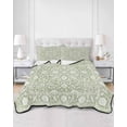 thumbnail image 2 of Quilts Twin Size Bedding Set, Sage Green Paisley Boho Lightweight Quilted Comforter, Abstract Art Floral Aesthetic Soft Reversible Bedspread Coverlet with Pillow Covers for All Season, 68" x 86", 2 of 7