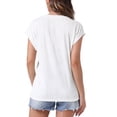 thumbnail image 3 of INSPIRAR CHIC Top Texturizado de Verano para Mujer con Mangas Cortas y Cuello Redondo, Suéter Casual Básico S Blanco, 3 of 5