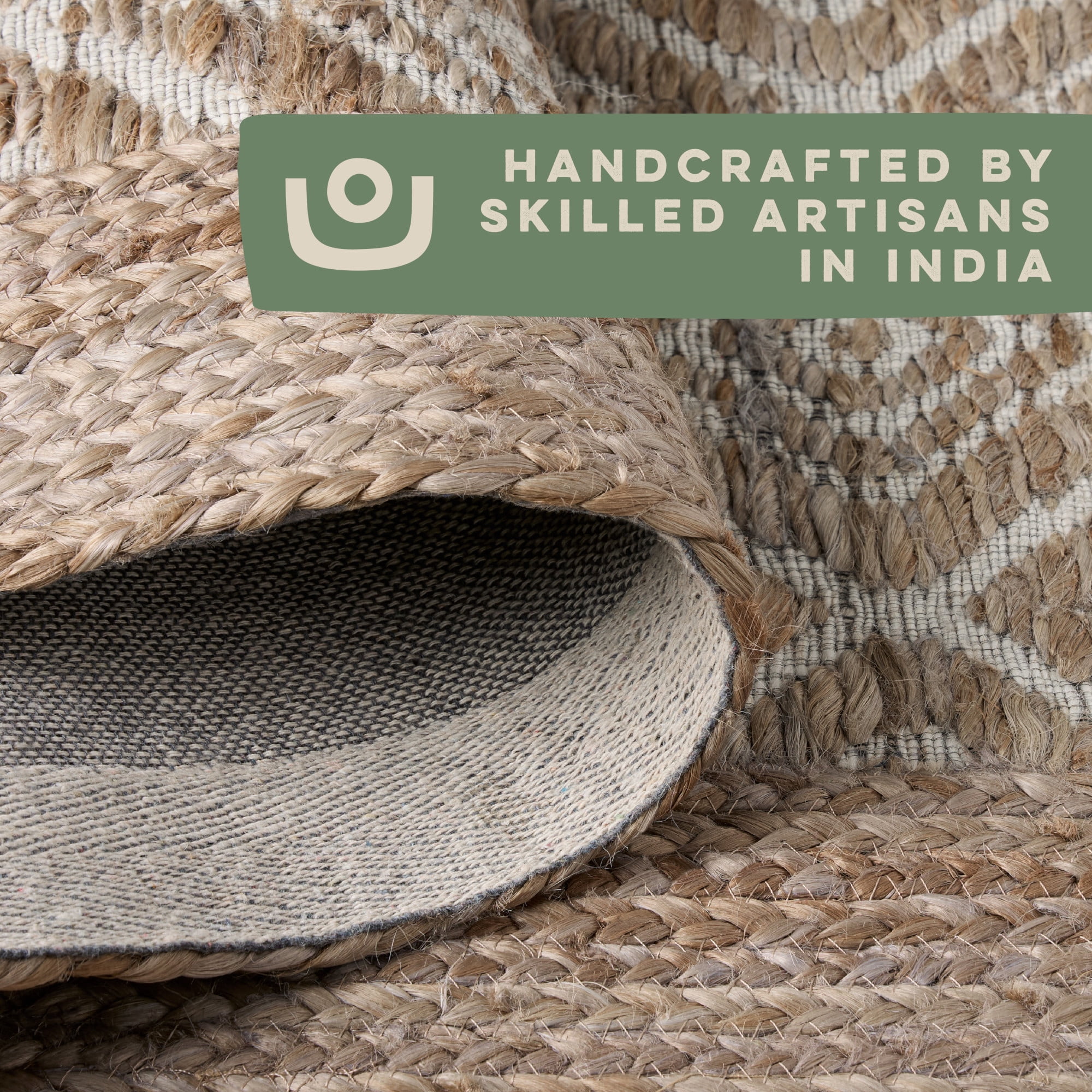 TOWN & COUNTRY TERRA Nalani Textured Diamond Hand-Knotted Flatwoven 100% Natural Jute Area Rug, Brown, 8'x10'