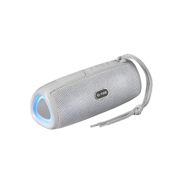 BOCINA BLUETOOTH PORTATIL SONIDO HI-FI Y LUCES LED GRIS