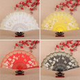 thumbnail image 6 of Byfri 6 Pack Butterfly Floral Vintage Folding Hand Fans Chinese Style Handheld Fans for Dance Parties 43x23cm, 6 of 7