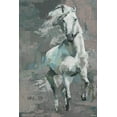 thumbnail image 2 of Parvez Taj "Running White Horse" Painting Print on Wrapped Canvas, 2 of 7