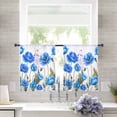 thumbnail image 2 of Blue Flowers Sheer Curtains 54 Inches Length 2 Panels Set, Window Sheer Curtains for Living Room/Bedroom, Watercolor Botanical Nature Floral Herbs Light Filtering Rod Pocket Curtain 52'' x 54'' x 2, 2 of 7