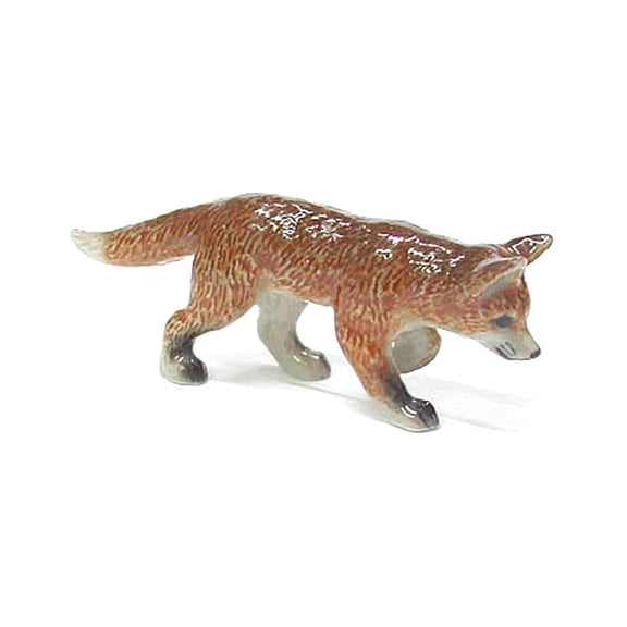 Northern Rose Red Fox Cub Hunting Hand-painted - Home Decor Animal Decorative Figurine Birthday Gift - Miniature Porcelain Figurine