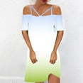 thumbnail image 1 of TIMIFIS Women's Summer Mini Dress Casual Tshirt Dresses Adjustable Spaghetti Strap Cold Shoulder Gradient Color Dress - Spring/Summer, 1 of 4