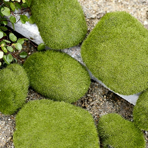 1 Pack Fuzzy Artificial Moss Rocks Realistic Compact Simulated Green Mossy Stones for Potted Plants