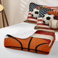 thumbnail image 4 of Erosebridal Sports Balls Flag Quilt King, Vintage Football King Coverlet Set for Boys and Girls, 3 Pieces, 4 of 7