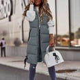 thumbnail image 2 of Ketyyh-chn99 Women's Winter Hooded Long Vest Full-Zip Sleeveless Puffer Vest Fashion Coats Jacket Puffy Vest Outerwear with Pockets Grey,4XL, 2 of 4