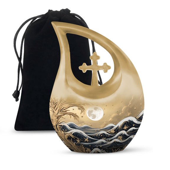JAGSHASHI Wilderness Adult Cremation Urns - Cremation Urns Ashes - Urn Adult Male - Cremation Urn Mom - 10 Inch With Velvet Bag - Funeral Ashes Urn - Urns For Human Ashes Adult Female